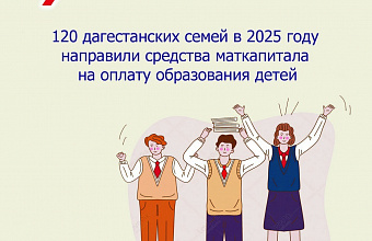 120 дагестанских семей в 2025 году направили средства маткапитала на оплату образования детей
