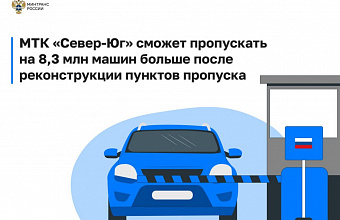 Международный транспортный коридор «Север – Юг» сможет пропускать в год на 8,3 млн транспортных средств больше