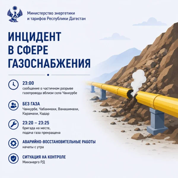 Пять сел Буйнакского района остались без газа после схода оползня
