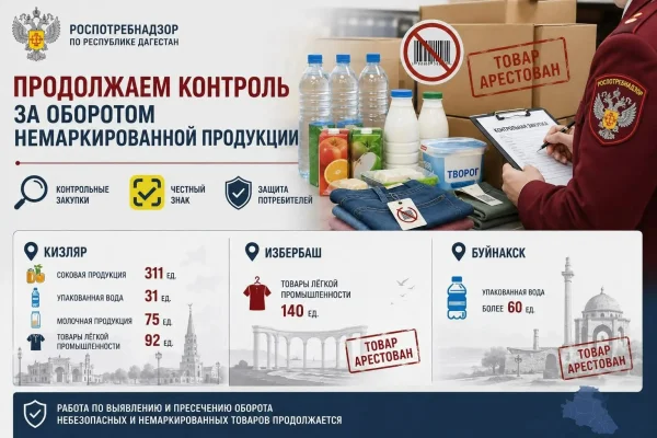 Роспотребнадзор изъял немаркированные товары из оборота в трех городах Дагестана