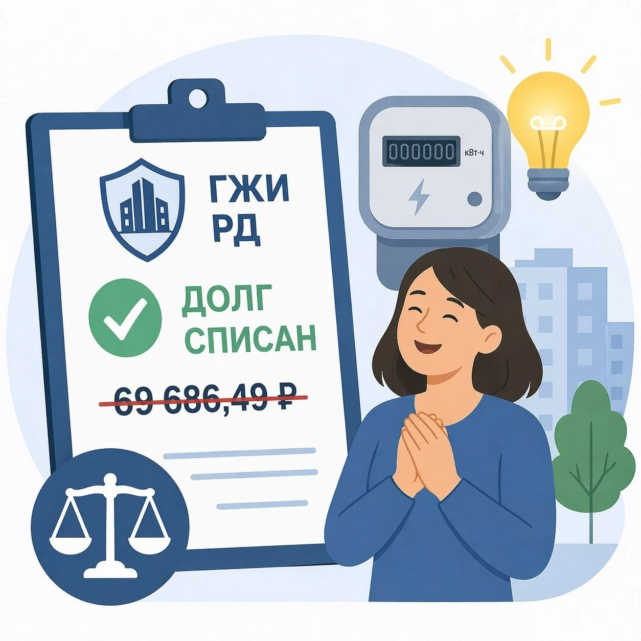 Жительнице Избербаша списали почти 70 тысяч рублей необоснованного долга за свет