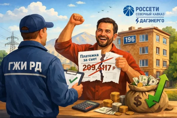 Жителю Махачкалы списали почти 210 тысяч рублей, незаконно начисленных за свет