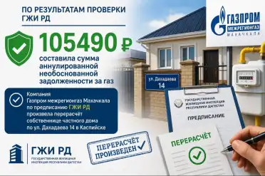 Жительнице Каспийска аннулировали долг за газ в размере 105 тысяч рублей