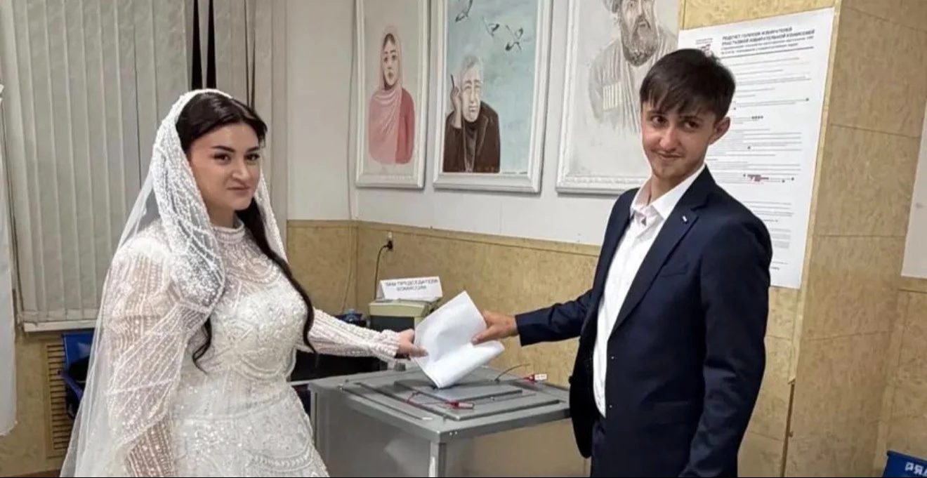 Молодожены в Дагестане приняли участие в голосовании в день своей свадьбы
