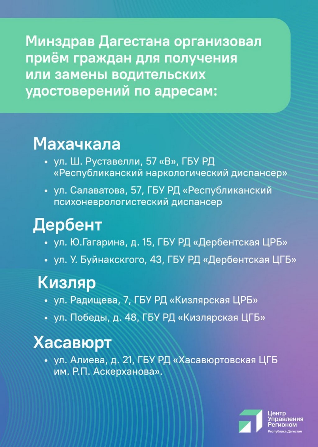 В Дагестане организован медосмотр для получения и замены водительских удостоверений