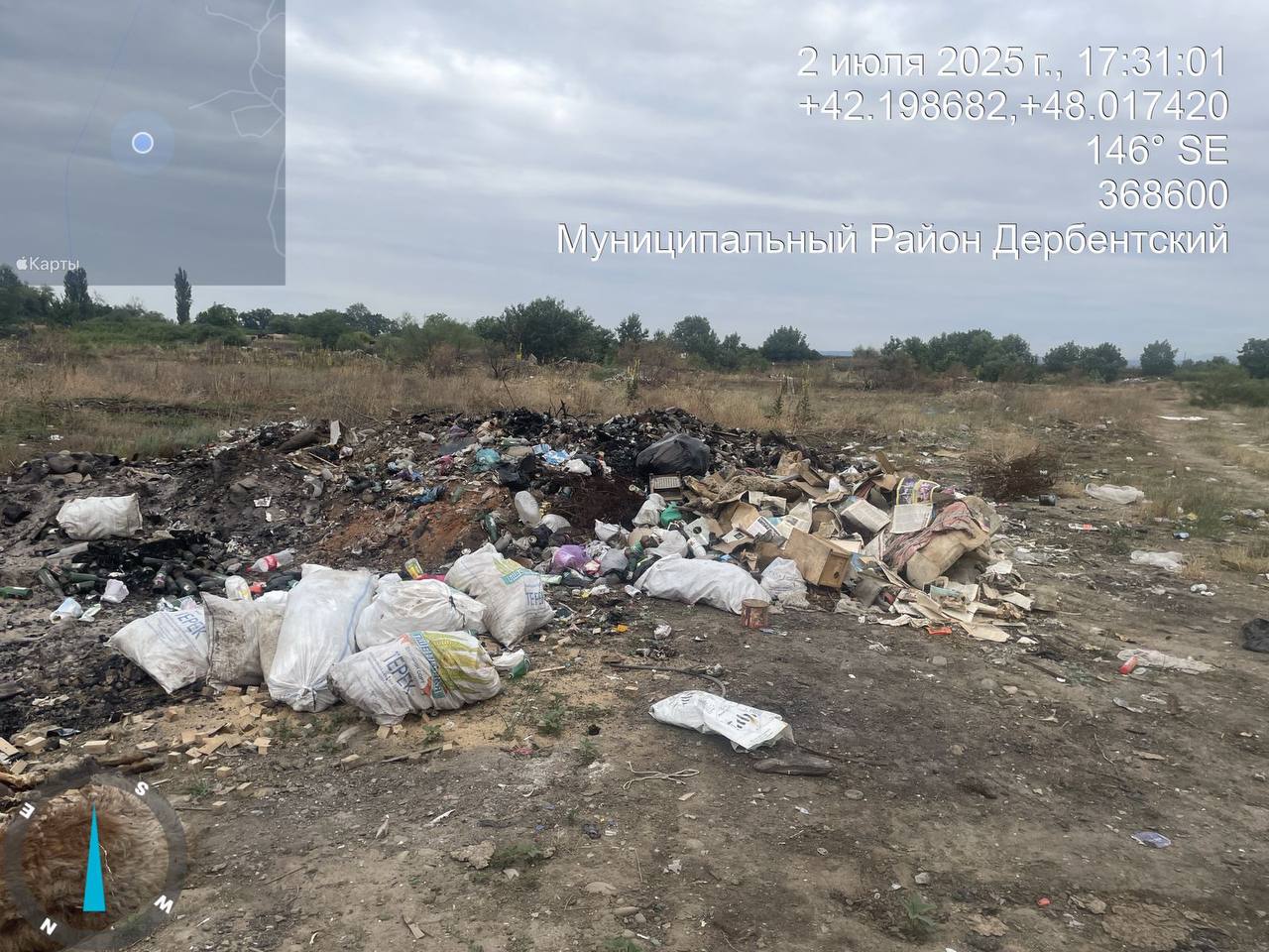 В селе Татляре Дербентского района выявлена несанкционированная свалка